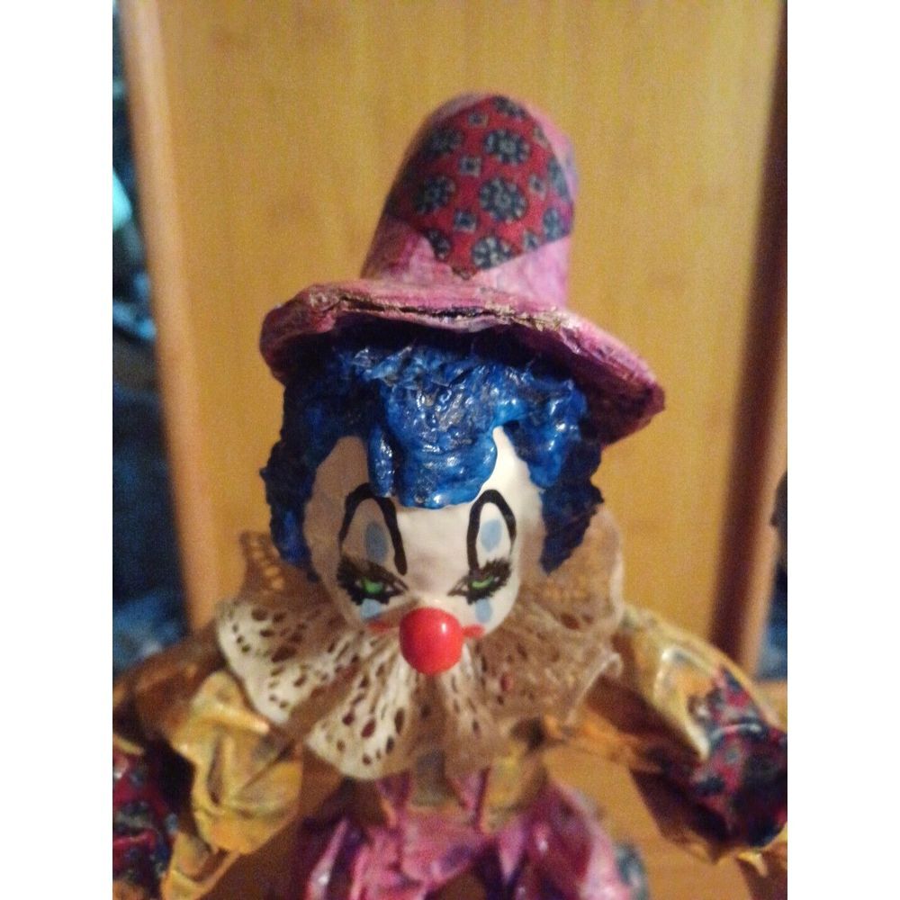 13" Vintage Large Hand Made Paper Mache Standing Clown - Picture 2 of 10